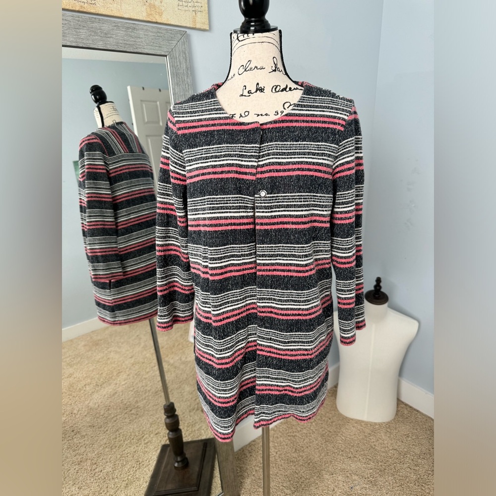 Pink Grey Striped Coat - Street One Brand- Ladies Jacket EU size 40